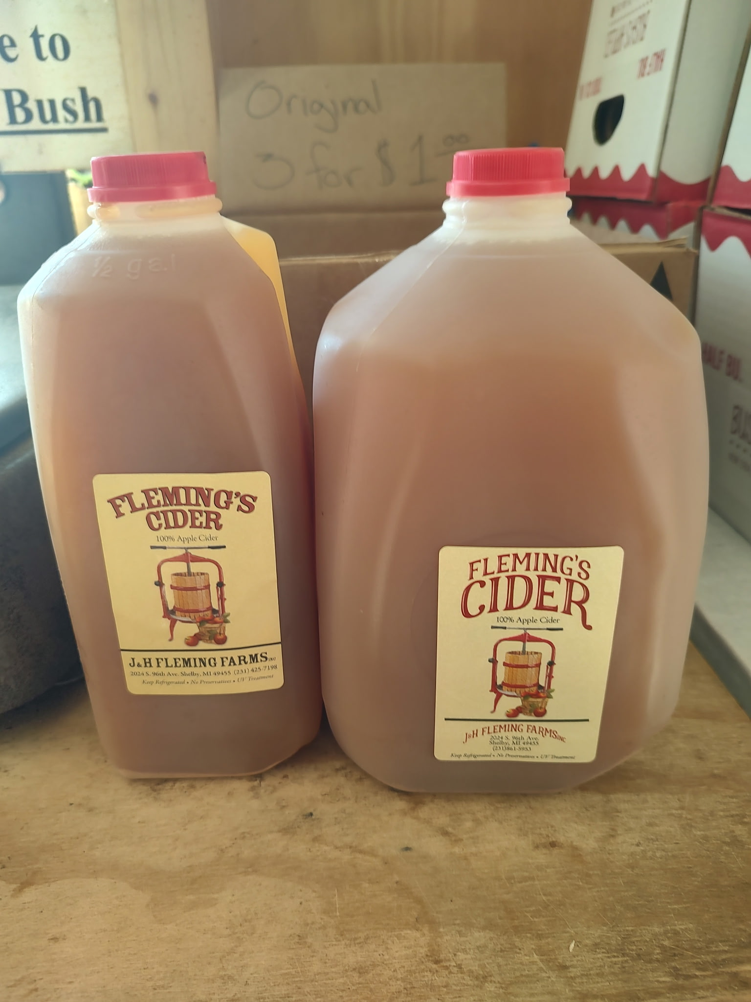 Jugs of apple cider