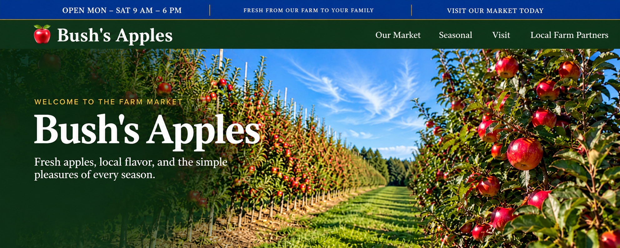 Bush's Apples farm market banner